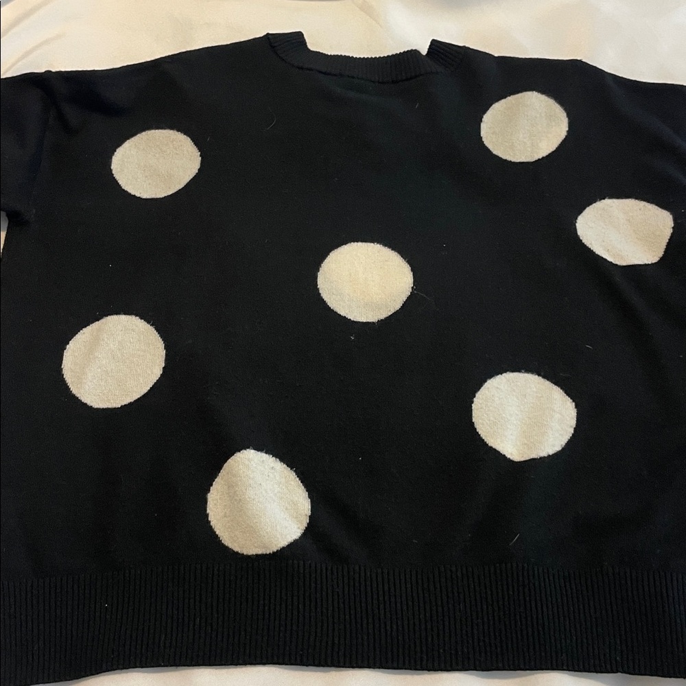 Tahari Black Sweater with White Dots - Picture 7 of 9
